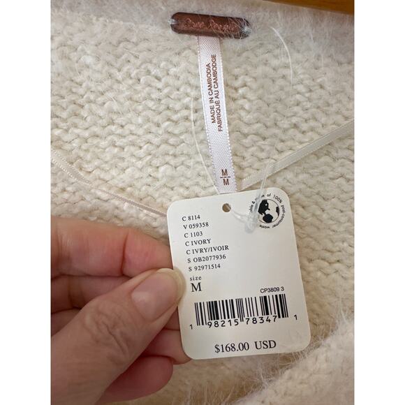 Free People NWT Ivory Sparrow Pullover Oversized Ivory Winter Sweater Size M - Picture 5 of 8